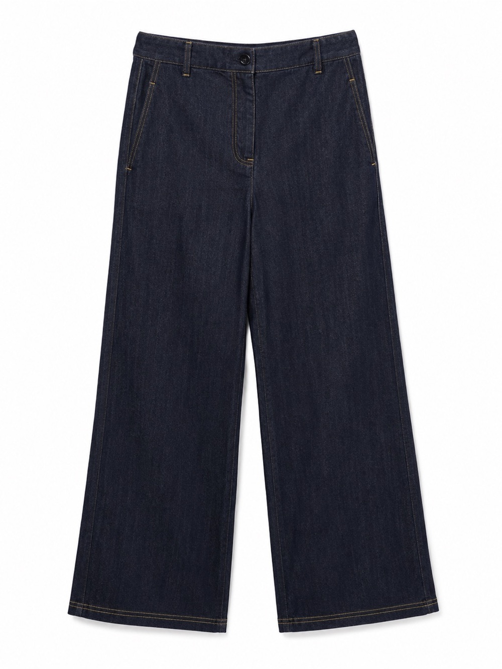 Zara Pleated Wide-Leg Full Length Lightweight Denim Trousers in size US 4 EUR S